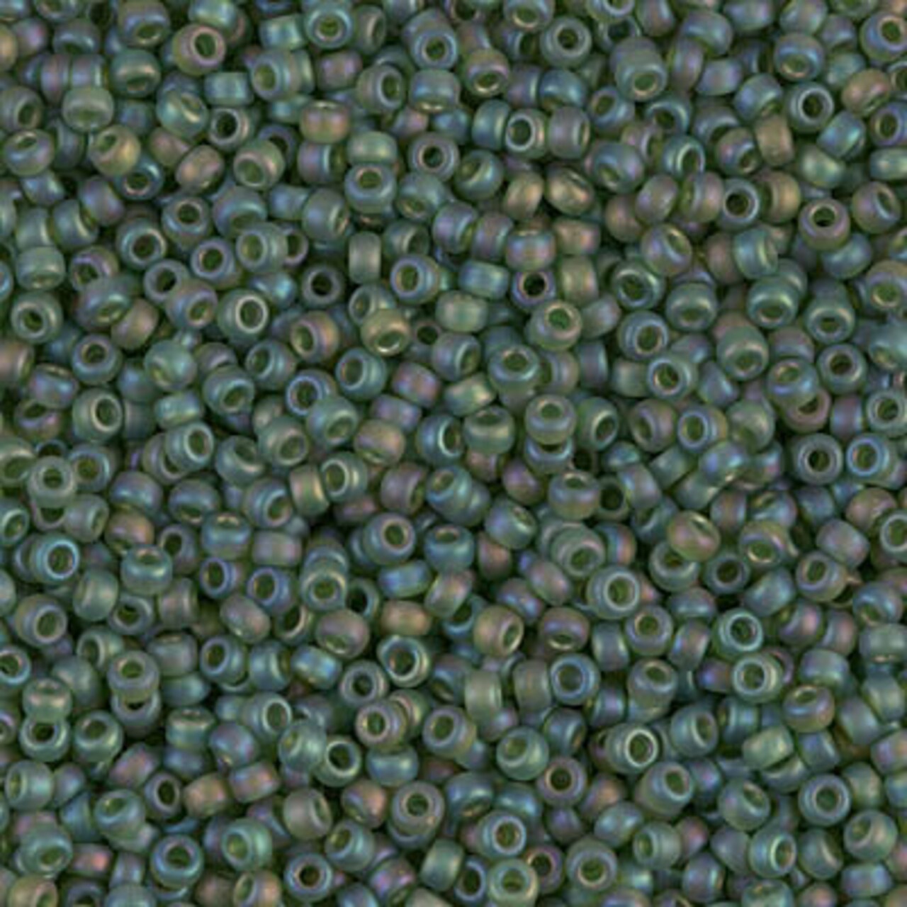 Miyuki 11 Round Seed Bead, 11-158FR, Matte Transparent Olive AB, 13 grams